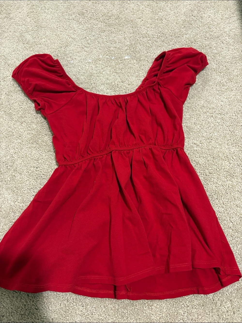 Women’s Red Puff-Sleeve Tunic Top